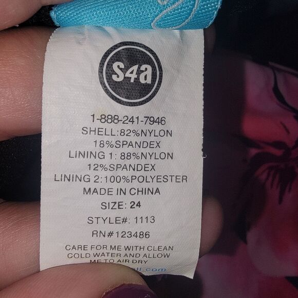 Beach Belle Honolulu Pink Plus Size Sarong Front Swimsuit Size 24 - Picture 8 of 8